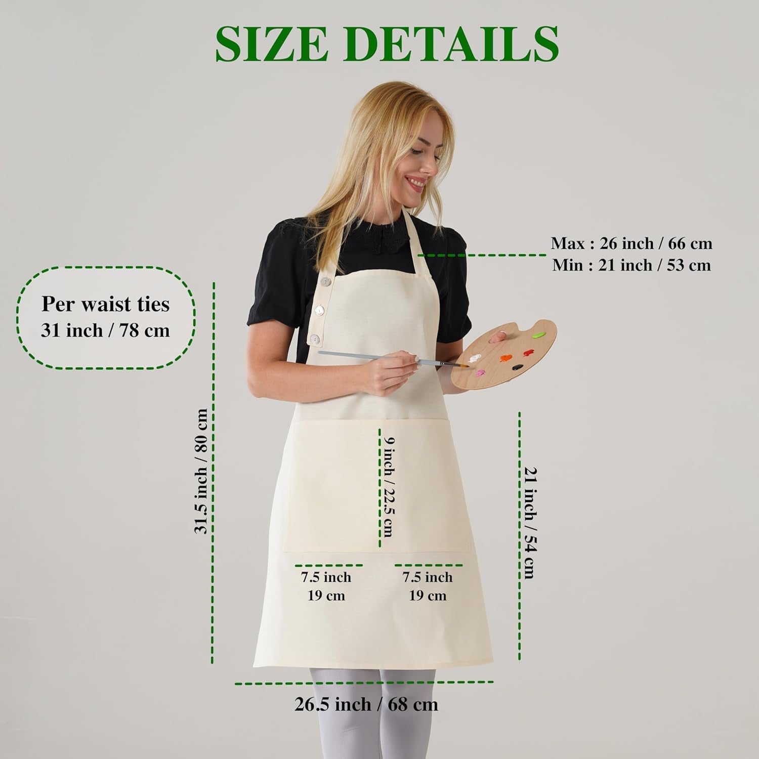 TOSHE Kitchen Apron Waterdrop Resistant Cotton Apron with Adjustable Aprons for Women with Pockets 10 Color Option Cooking Powder Pink Apron (Powder Pink) - Image 5