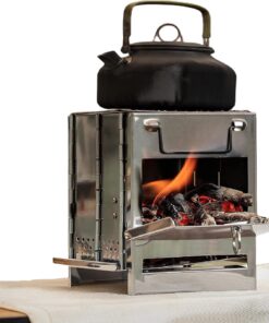 Portable Camping Stove & Grill - Foldable Alcohol/Charcoal/Twig Wood Campfire (Small)