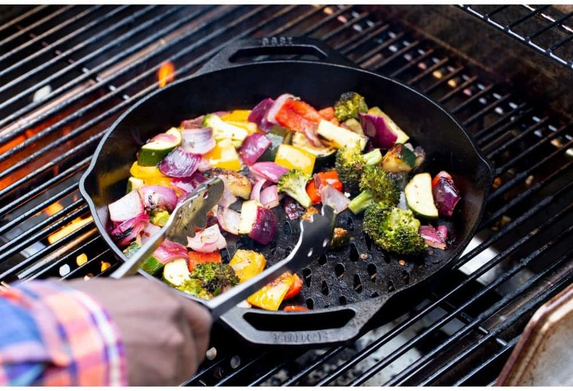 Lodge 12 Cast Iron Dual Handle Grill Basket - Image 9