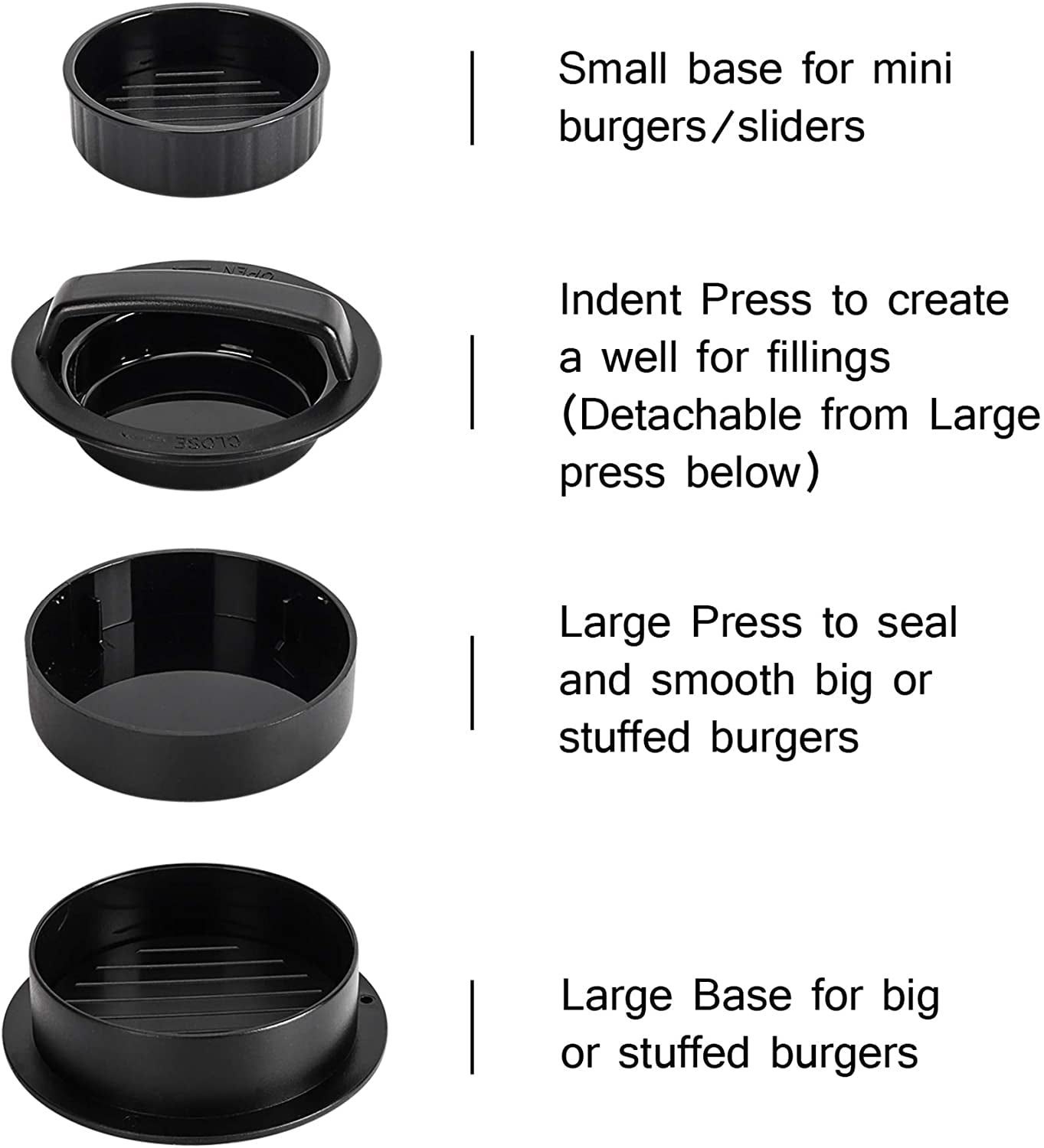 Hamburger Press Patty Maker. Burger Press. 3 in 1 Non-Stick Meat Beef Veggie Hamburger Mold. Kitchen Gadgets to Make Patty for Stuffed Slider BBQ Barbecue Grilling - Image 3