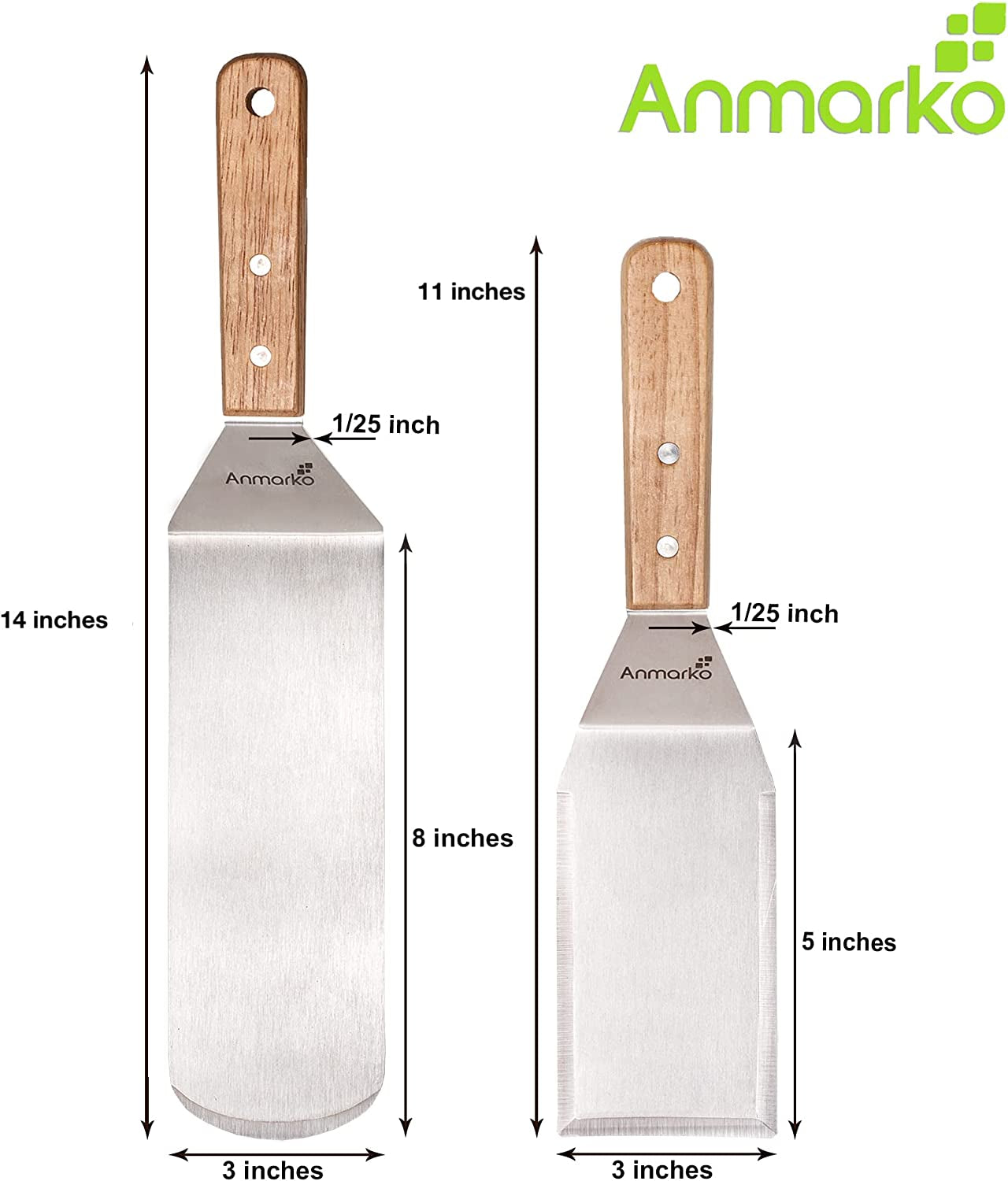 Professional Metal Spatula Set - Stainless Steel Spatula and Griddle Scraper - Heavy Spatula Griddle Accessories Great for Cast Iron Griddle BBQ Flat Top Grill - Commercial Grade - Image 3