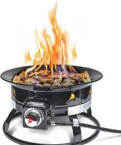 Outland Living Portable Propane Fire Pit. 19-Inch. 58.000 BTU with Fire Pit Cover & Carry Kit. Smokeless Gas Firebowl | Perfect for Camping. Patio. Backyard. Tailgating. Deck. RV| Black 893 Deluxe