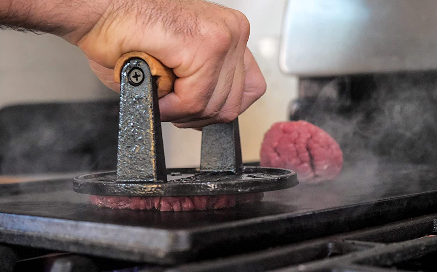The Burger Smasher - Cast Iron Burger Press Kit W/Patty Paper Included | Hamburger Press Perfect for Flat Top Grill. Cast Iron Griddle or Skillet | Meat Press and Grill Press - Image 3