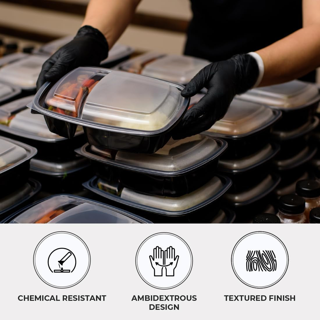 Forpro Disposable Nitrile Gloves. Chemical Resistant. Powder-Free. Latex-Free. Non-Sterile. Food Safe. 4 Mil. Black. X-Large. 100-Count - Image 5