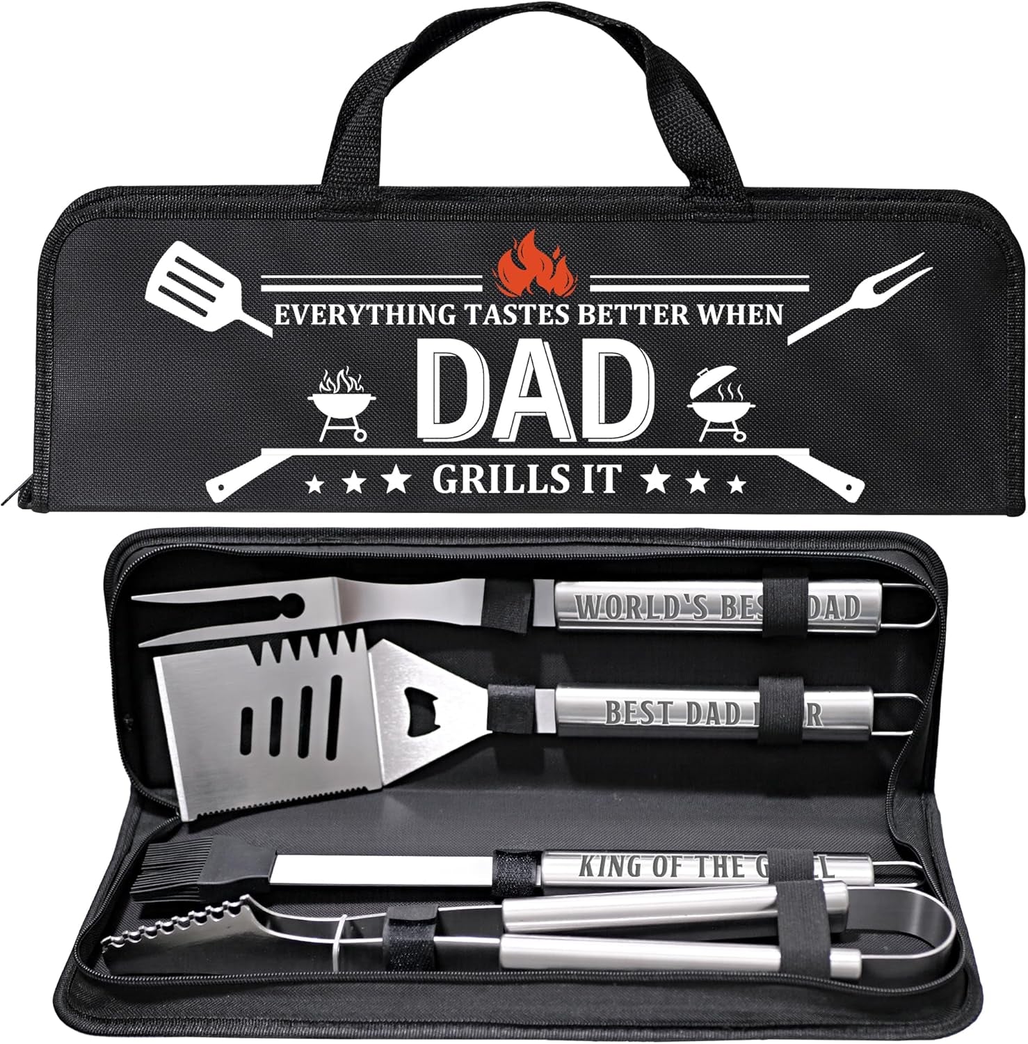Fathers Day Dad Gifts from Daughter. Grilling Accessories. Heavy Duty Stainless Steel Grill Set BBQ Grill Tools for Outdoor Grill with Aluminum Case. Camping Grill Utensils Set Ideal Grilling Gifts - Image 8