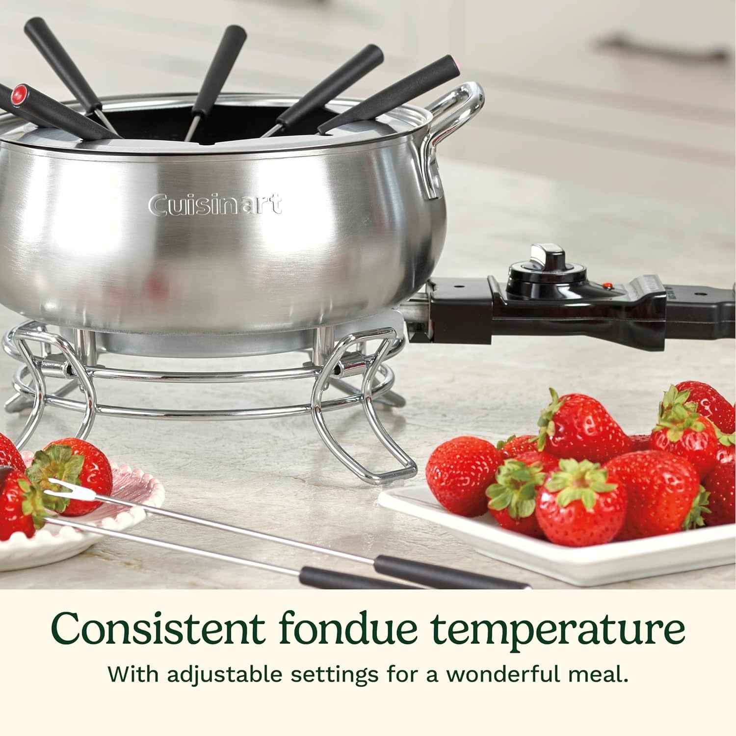 Cuisinart Fondue Pot. 3 Quart. for Chocolate. Cheese. Broth. Oil. Stainless Steel. CFO-3SSP1 - Image 3