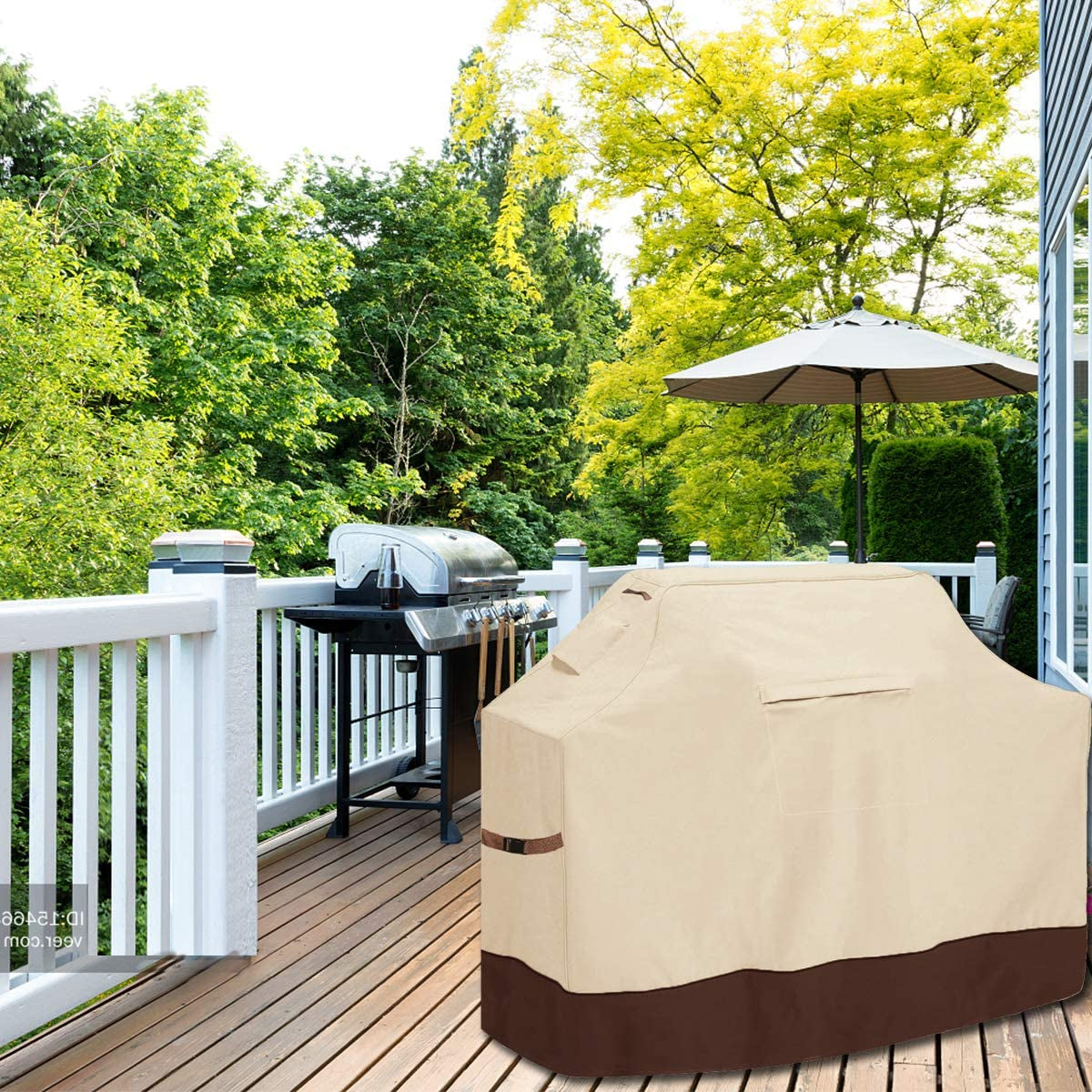 Vailge Grill Cover.58-Inch Waterproof BBQ Cover.600D Heavy Duty Gas Grill Cover. UV & Dust & Rip & Fading Resistant.Suitable for Weber. Brinkmann. Char Broil Grills and More.Beige - Image 6