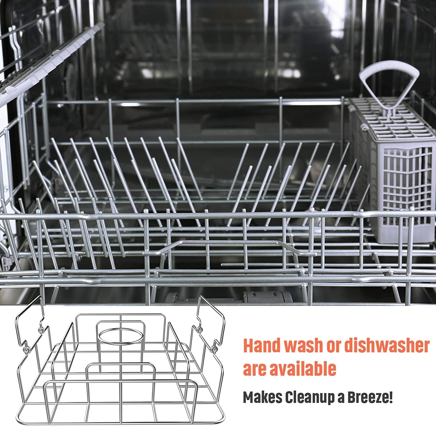 RUSFOL Beercan Chicken Roaster and Rib Rack with a Silicone Oil Brush. Square Stainless Steel BBQ Stand for Smoker.Oven and Grill. Cook up to 4 Ribs and a Whole Chicken at a Time - Image 7