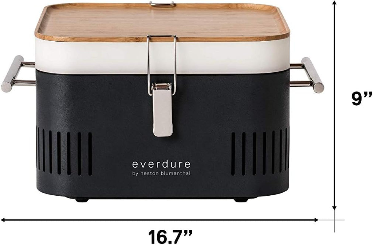 Everdure CUBE Portable Charcoal Grill. Tabletop BBQ. Perfect Tailgate. Beach. Patio. or Camping Grill. Lightweight & Compact Small Grill with Preparation Board & Food Storage Tray. Graphite - Image 9