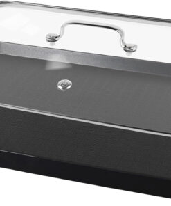 Vayepro 2 Burner Griddle Pan with Glass Lid. Stove Top Flat for Glass Stove Top. Aluminum Pancake. Non-Stick for Gas Grill. Double Burner Camping