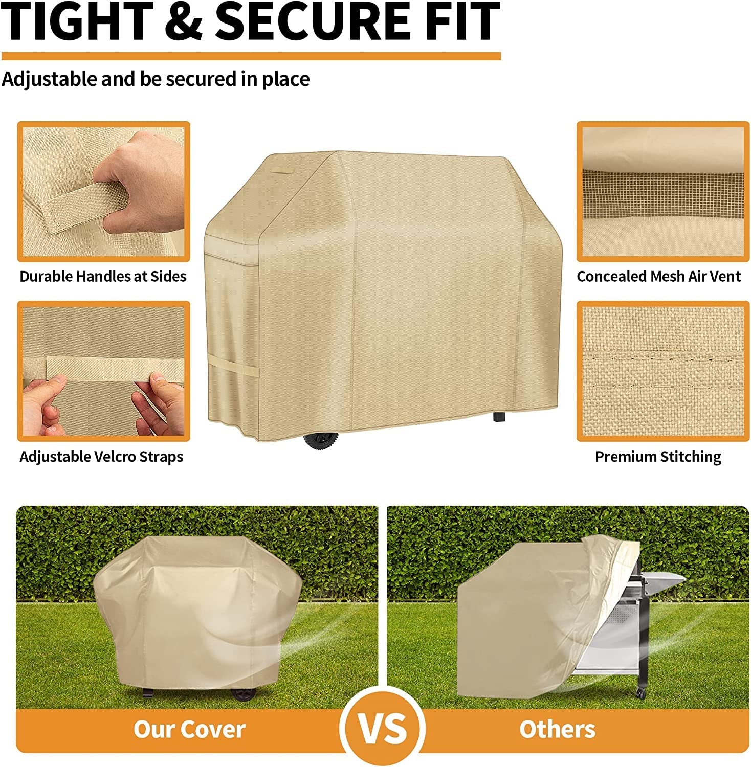 NEXCOVER Barbecue Gas Grill Cover - 55 Inch Waterproof BBQ Cover. Outdoor Heavy Duty Grill Cover. Fade & Weather Resistant Upgraded Material. Barbecue Cover for Weber. Brinkmann. Char Broil and More - Image 4