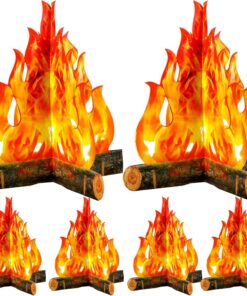 3D Decorative Cardboard Campfire Centerpiece Artificial Fire Fake Flame Paper Party Decorative Flame Torch (Gold Orange)