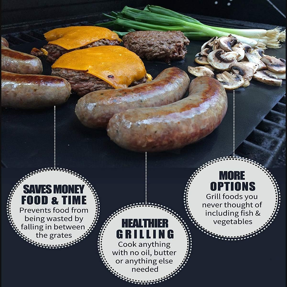 YRYM HT Grill Mats for Outdoor Grill -Set of 5 Nonstick BBQ Grill Mat 15.75 X 13. Reusable & Heavy Duty under Grill Mat. Easy to Clean. Works for Gas. Charcoal. Electric Grill - Image 5