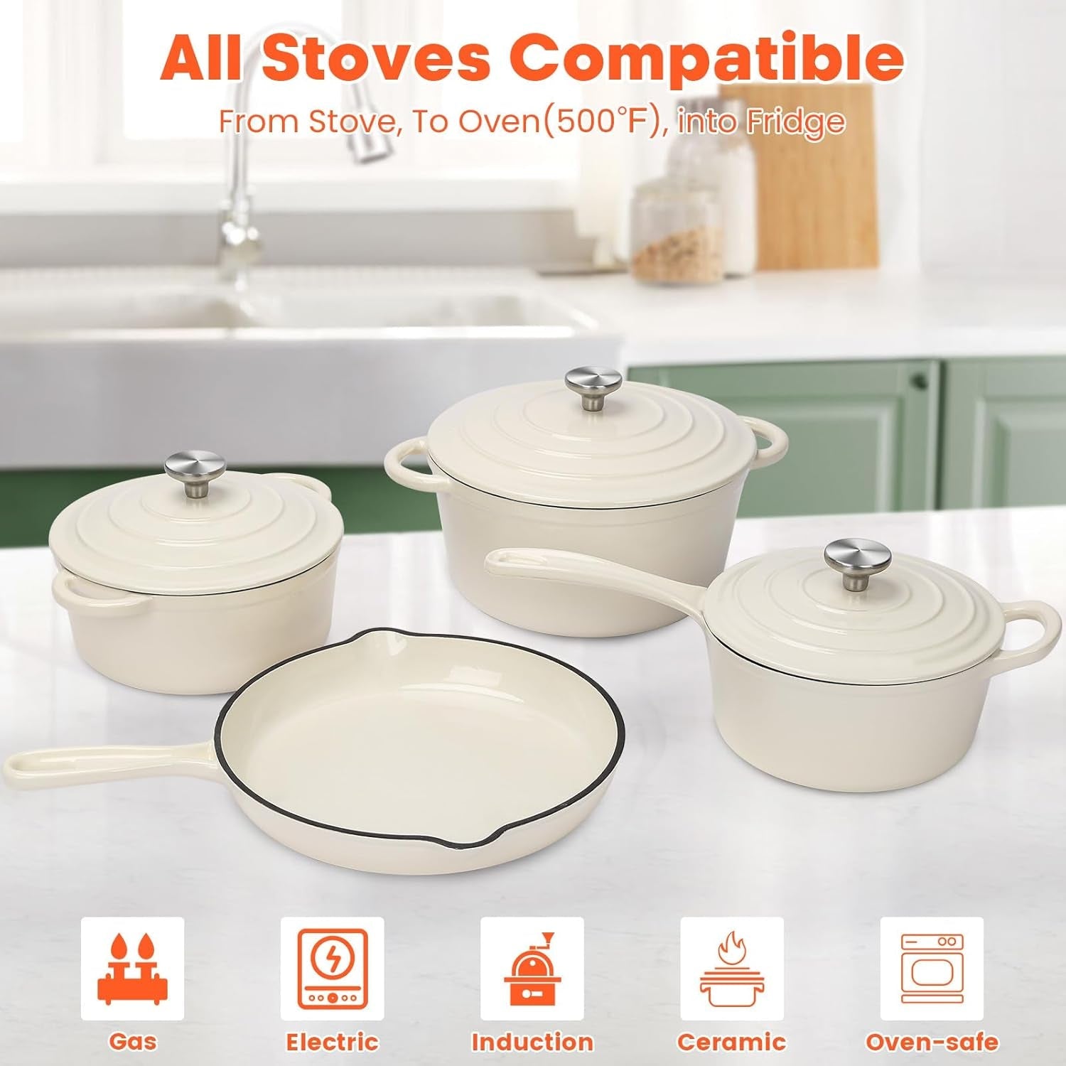 1 Piece Random Nonstick Enameled Cast Iron Pan/Pot (4 Styles: 10.25 Skillet/2Qt Saucepan/2.8Qt/4.8Qt Dutch Oven) – Healthy round Pot for Sourdough Bread Baking on All Stovetops. Mystery Cookware Box - Image 6