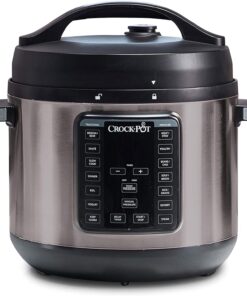 Crock-Pot 8-Quart Multi-Use XL Express Crock Programmable Slow Cooker and Pressure Cooker with Manual Pressure. Boil & Simmer. Black Stainless