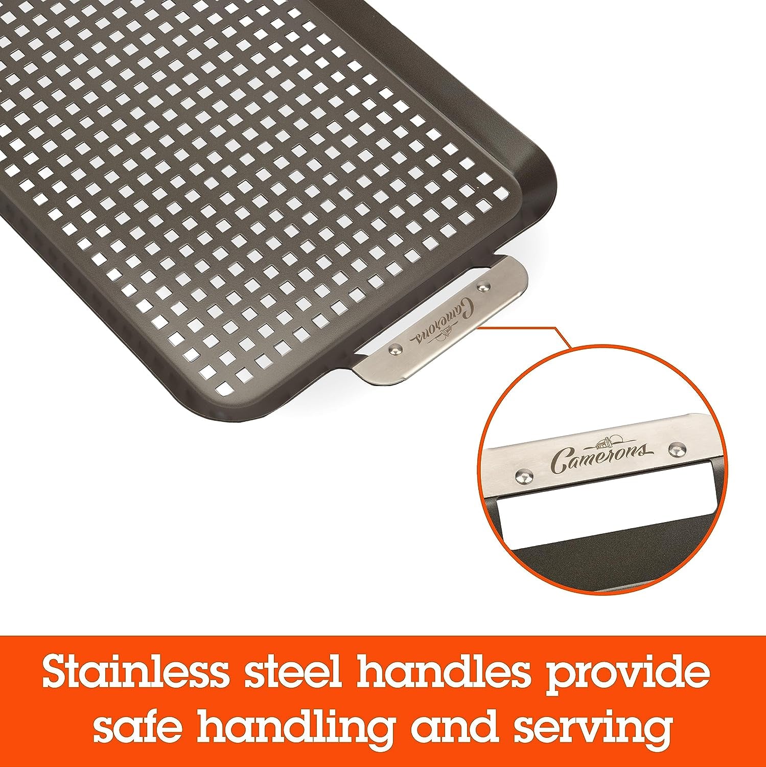 BBQ Grill Topper Grilling Pans (Set of 2) - Non-Stick Barbecue Trays W Stainless Steel Handles - Indoor Outdoor Use for Meat. Vegetables & Seafood - Great for Thanksgiving Dinner - Grill Gift for Men - Image 4