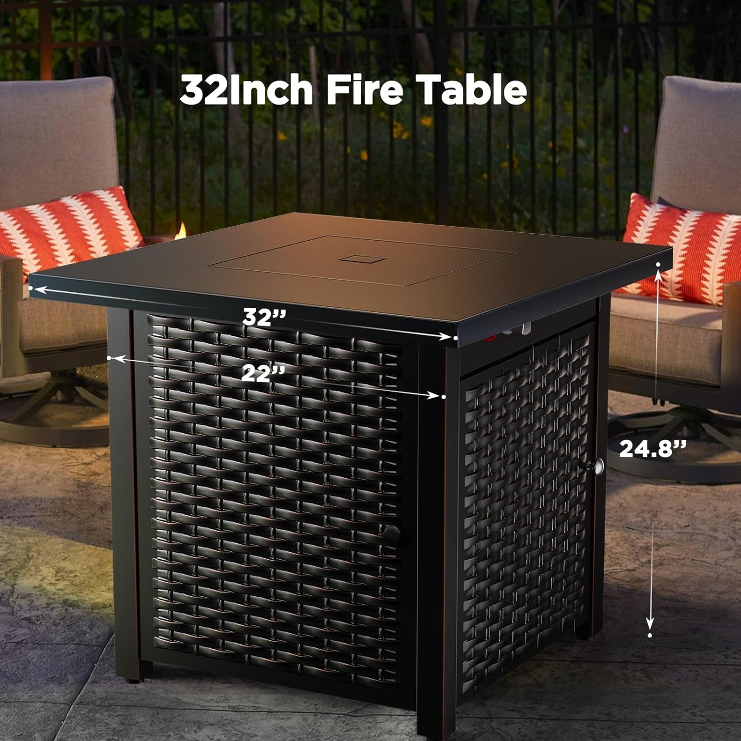 Ciays 32 Inch Propane Fire Pit. Csa-Listed Outdoor Gas Fire Pits 50.000 BTU Steel Fire Pit Table with Lid. Add Warmth and Ambience to Gatherings and Parties on Patio Deck Garden. Black.Cifpt4B - Image 6