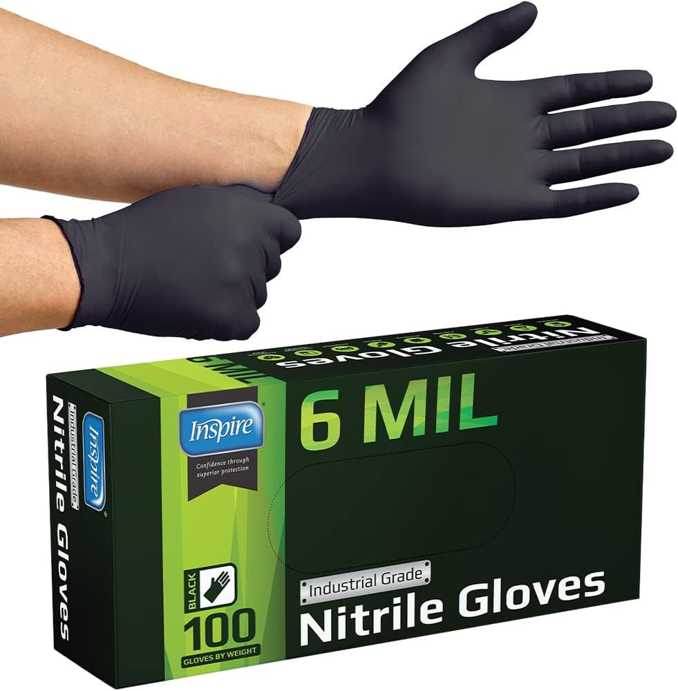 Black Nitrile Gloves | HEAVY DUTY 6 Mil Nitrile the ORIGINAL Nitrile Medical Food Cleaning Disposable Gloves - Image 2