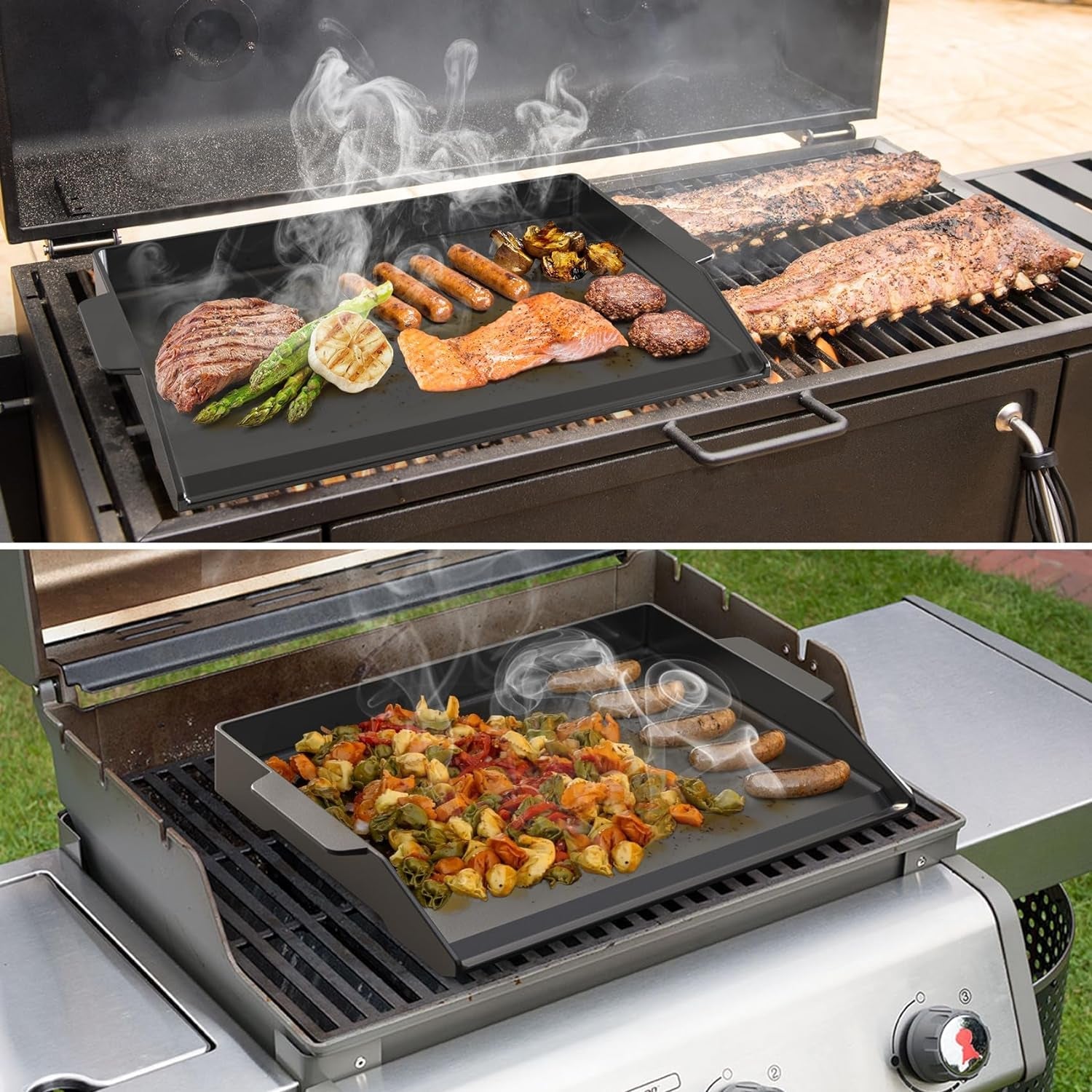 Universal Cast Iron Cooking Griddle. Nonstick Coating Griddle Flat Top Grill Plate with Extra High Sidewalls for All Gas Grills and 4 Burner Range Oven. 23 X 16 - Image 7