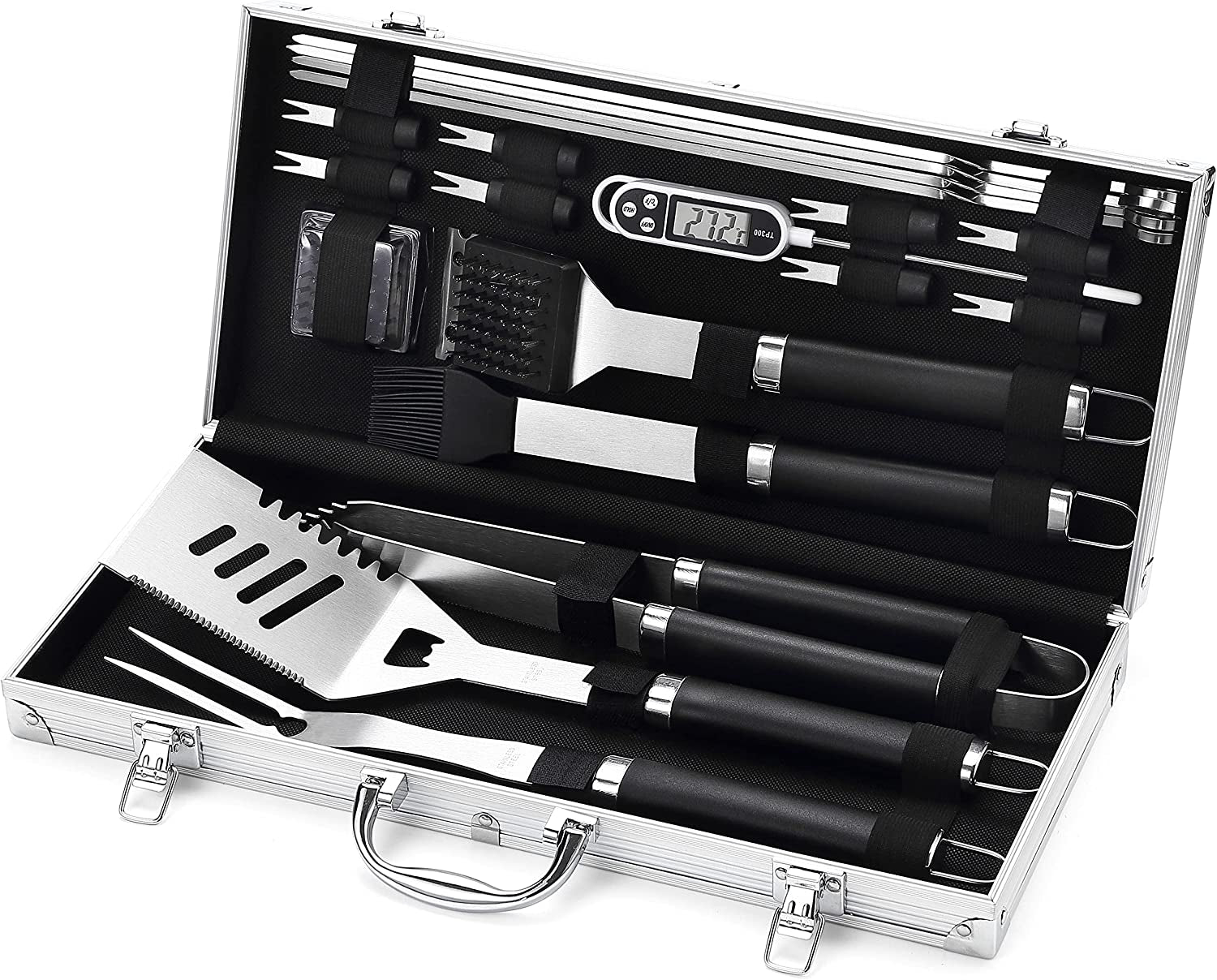 20Pcs Grill Tools Set.Stainless Steel BBQ Tools Set with Thermometer and Portable Case.Premium Grill Utensil Set-Ideal Grilling Gifts for Men&Women on Father'S Day. Christmas.Birthday