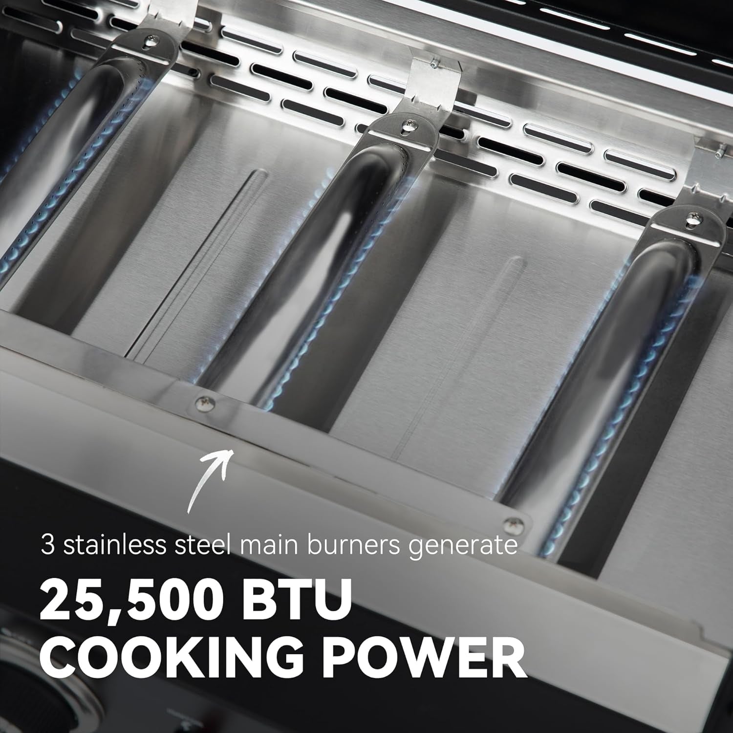 Royal Gourmet PD3001 3-Burner Propane Gas Griddle with Collapsible Stand. 23-Inch Portable Griddle with Side Table & 314 Sq. In. Cooking Area for Camping. Tailgating. Backyard & Patio. Black - Image 9