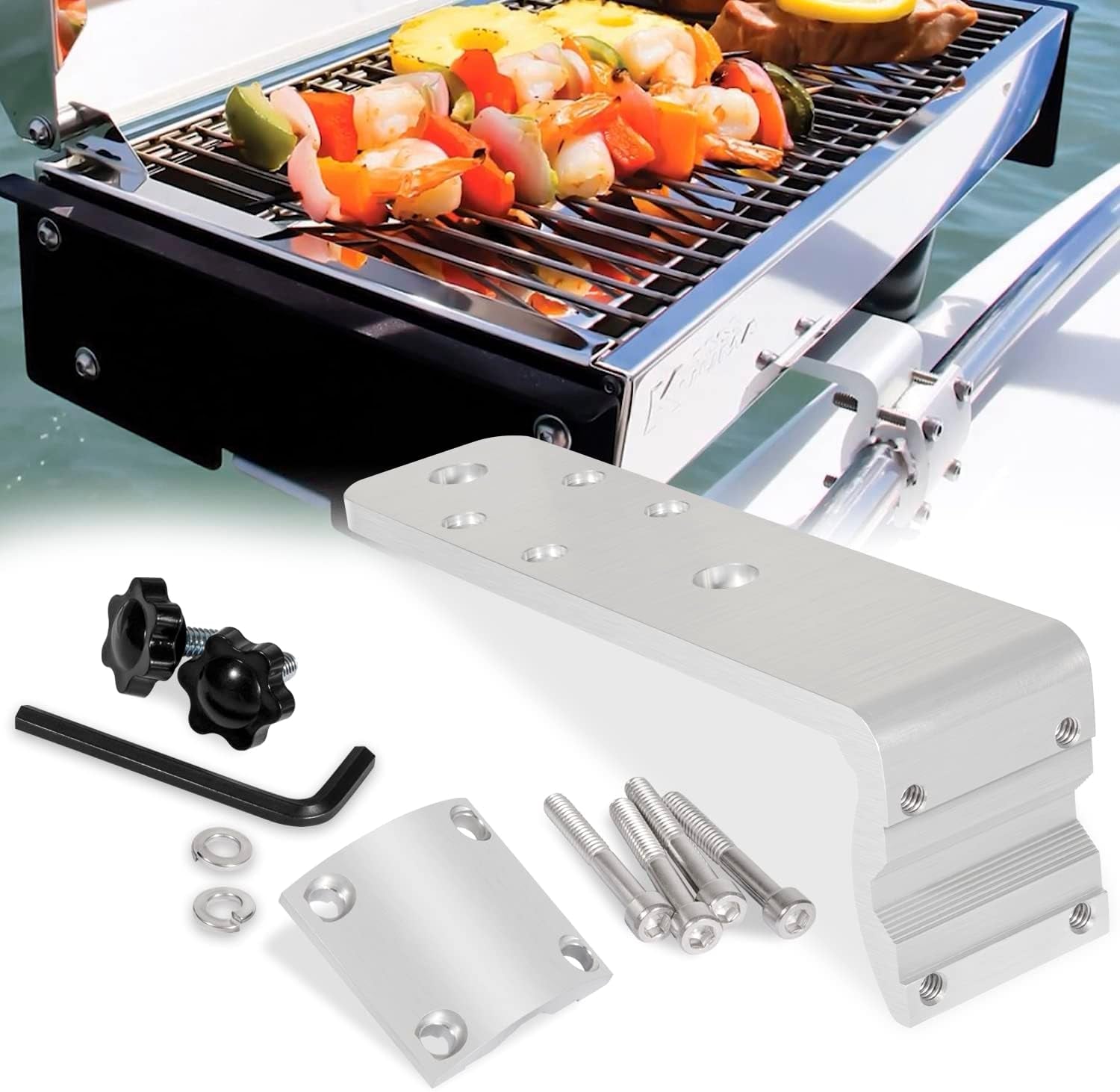 58182 Stow N' Go Grill Rail Mount Bracket. Compatible with Any Kuma Grill and RV Boat Camping Inside/Outboard 7/8 to 1-1/4 round or 1-1/4 Square Horizontal Railings - Image 5