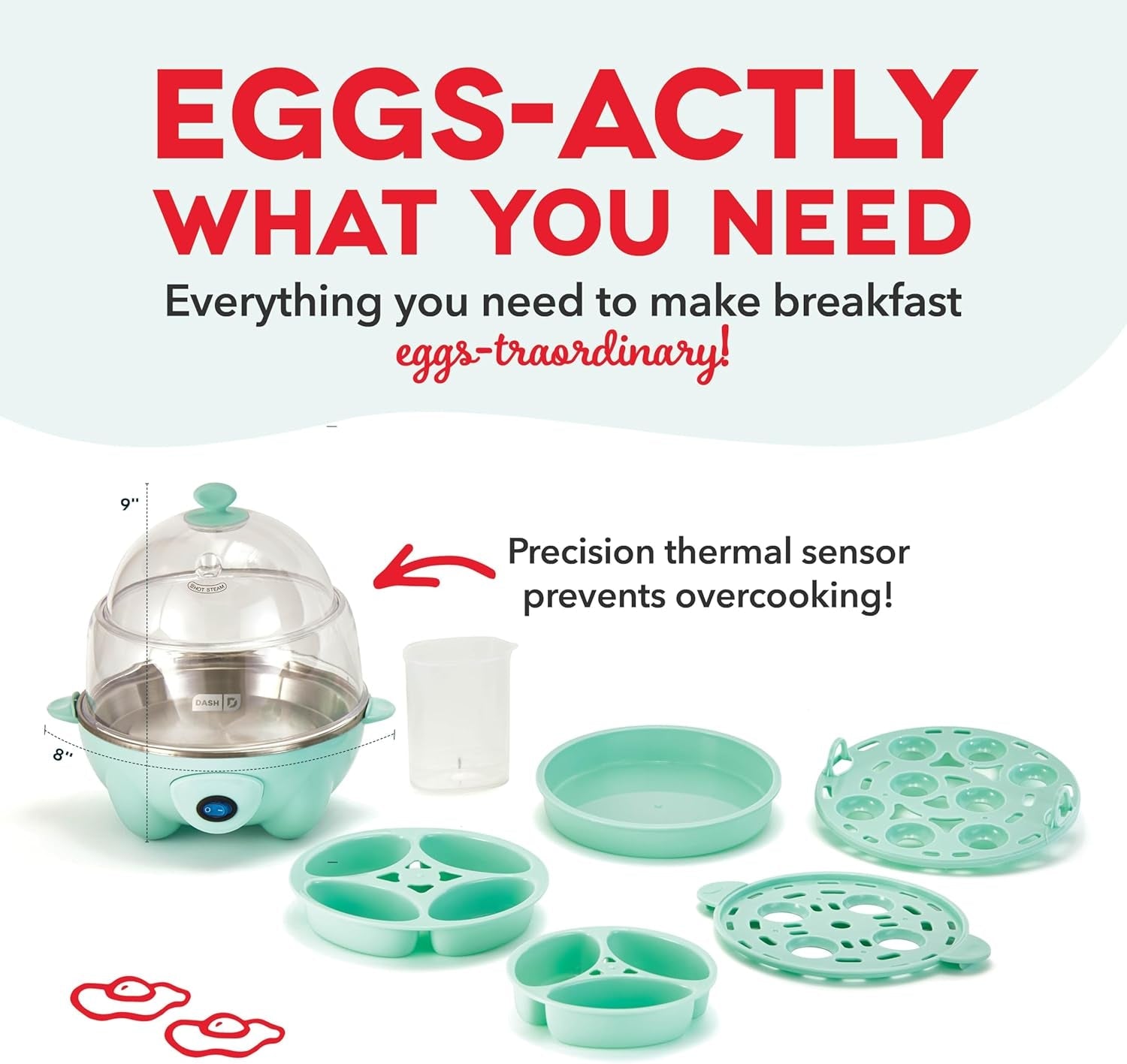 DASH Deluxe Rapid Egg Cooker – 12‑Egg Capacity. Auto Shut‑Off. Hard Boiled. Poached & More (Aqua) - Image 4