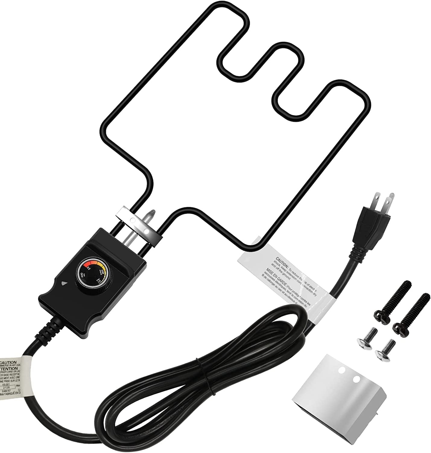Universal Electric Smoker and Grill Heating Element Replacement Part with Adjustable Thermostat Cord Controlle for Masterbuilt Smokers & Turkey Fryers 1500 Watts