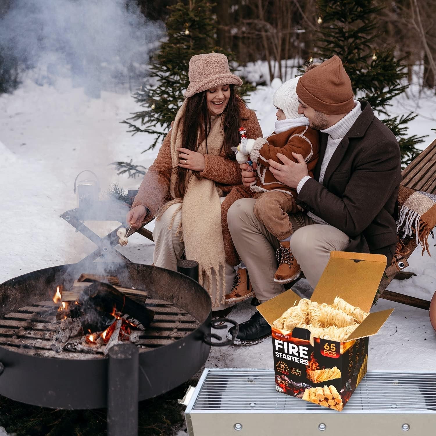 Shwuevei 65 Pcs Fire Starter - Natural Fire Starters for Fireplace. Pellet Stove & Wood. Fire Pit. Smoker. BBQ. Chimney. Pizza Oven - Fire Starters for Grill. Charcoal Starter - Image 6