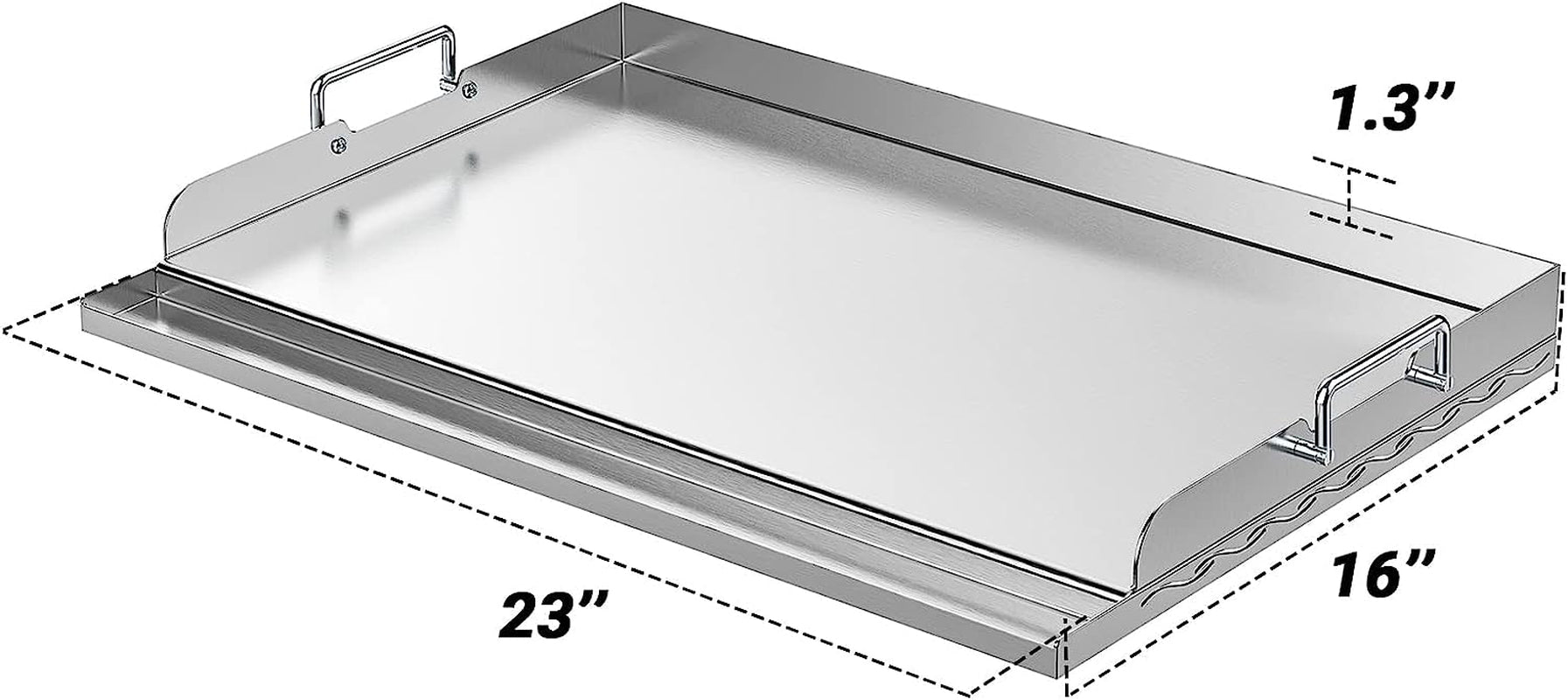Universal Stainless Steel Griddle Plate with Even Heating Bracing for BBQ Charcoal/Gas Grills. 23 X 16 Rectangular Hibachi Flat Top Griddle for Indoor/Outdoor Cooking - Image 2