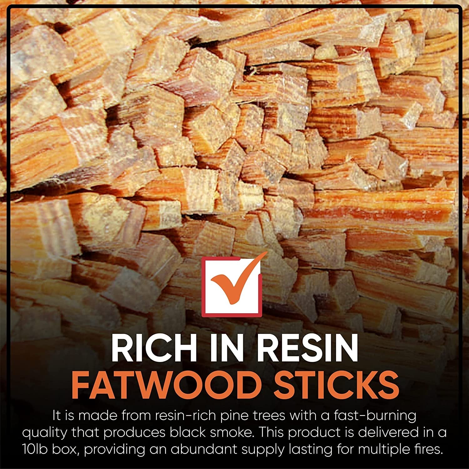 Vivlly 10Lb Fatwood Fire Starter Pack – Starter Wood for Fireplace – Small Wood Logs for Campfire Stove. Grilling & Cooking – Firewood Lighter Kindling Sticks – Firepit Burning & Camping Accessories - Image 4