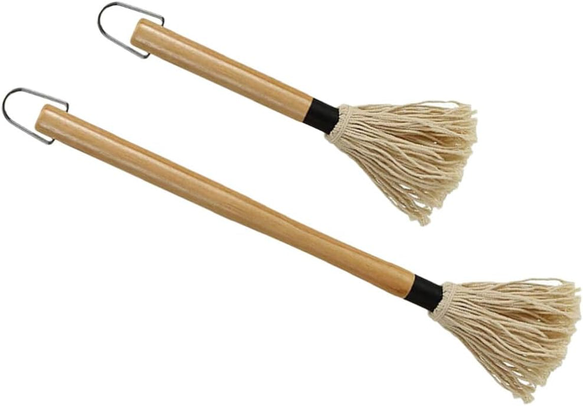 Amosfun Mop Grill Basting Mop 2Pcs Long Wood Handle BBQ Sauce Brushes Cotton Fiber Heads Barbecue Mop for Roasting Grilling Steak Brush - Image 7