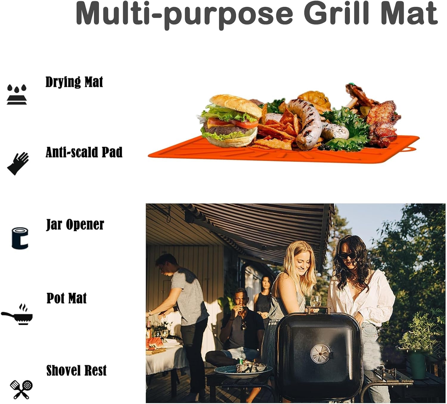 Grill Mat. Side Shelf Mat for Blackstone. Silicone Grill Pad for Outdoor Grill Kitchen Counter. Food Grade Griddle Mat. BBQ Grill Mats. Baking Mats. Grill Prep Trays. Hot Pads - Image 3
