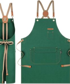 Chef Apron with Cross Back Straps for Men Women. Cotton Canvas Apron for Artists Painting. Kitchen Cooking