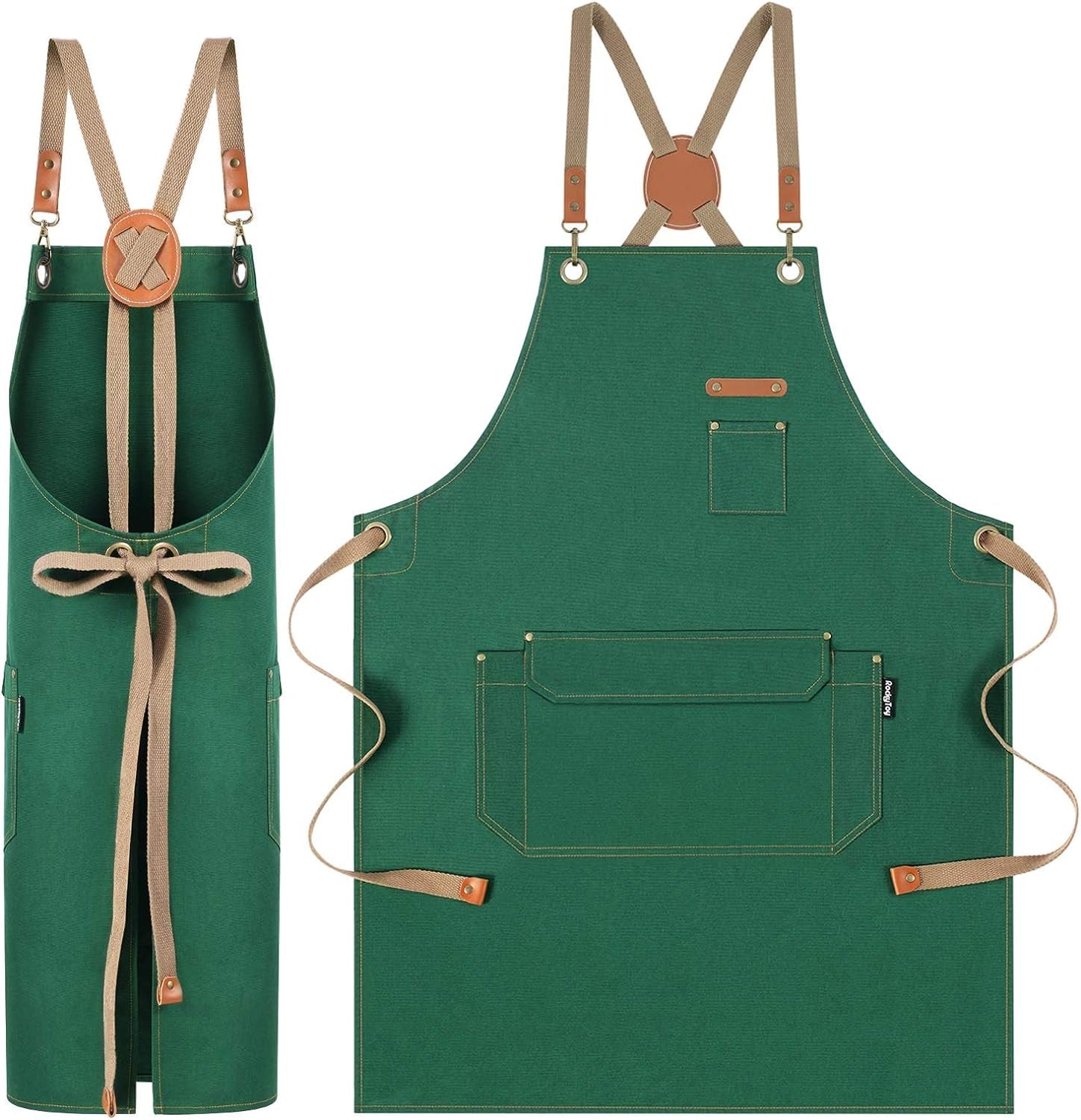 Chef Apron with Cross Back Straps for Men Women. Cotton Canvas Apron for Artists Painting. Kitchen Cooking