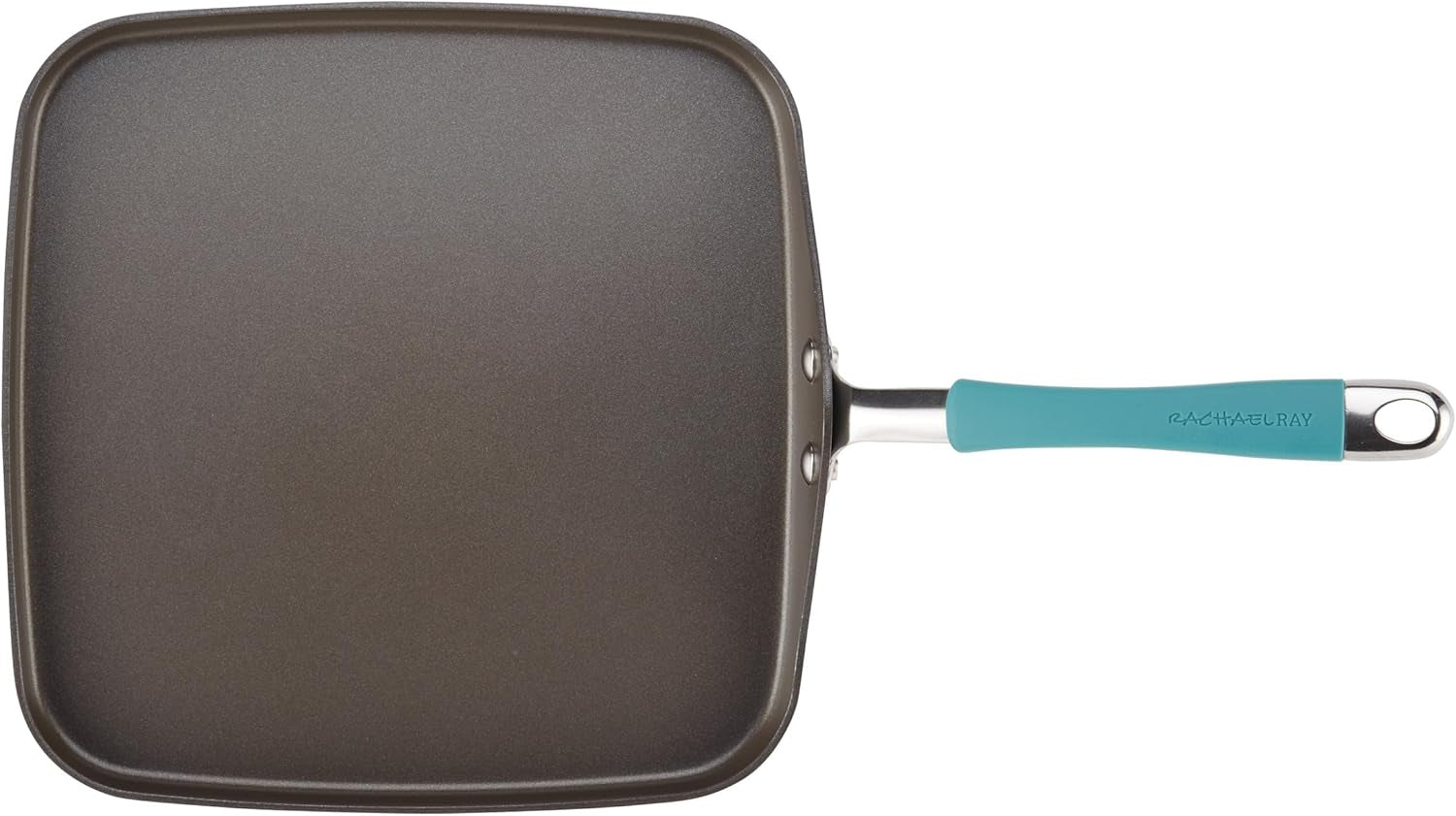 Rachael Ray Cucina Hard Anodized Nonstick Griddle Pan/Flat Grill. 11 Inch. Gray with Agave Blue Handle - Image 10