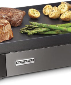 Hamilton Beach Professional Cast Iron Indoor Electric Grill & Griddle. 10 X 16 Preseasoned Cooking Surface. Adjustable Temperature up to 450° F. Black (38560)