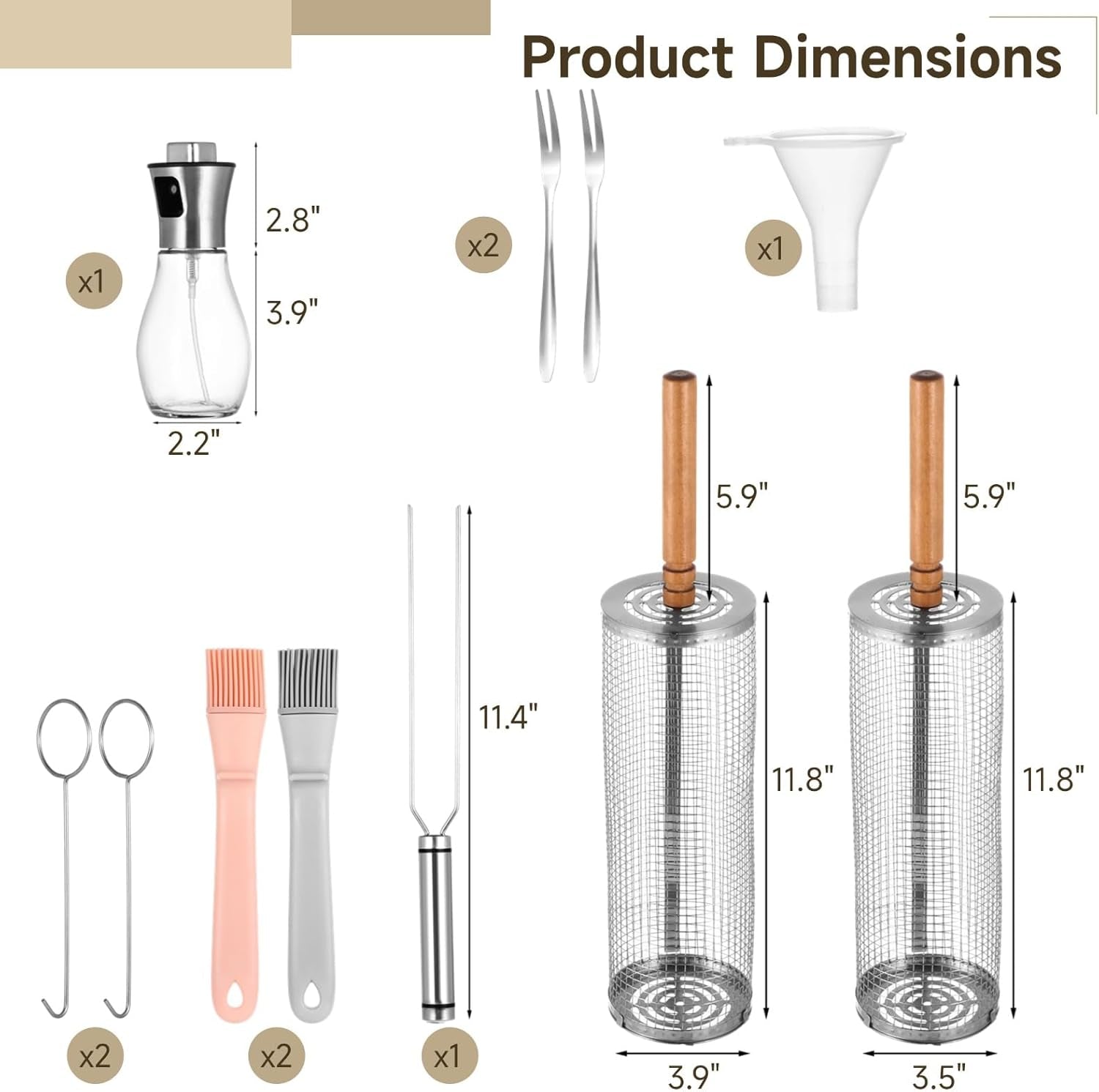 2 PCS Rolling Grilling Baskets for Outdoor Grill BBQ. Stainless Steel Cylinder Grill Mesh Barbeque Grill Accessories. Outdoor round BBQ Stainless Steel Grill Basket Campfire Grill Grid - Image 5