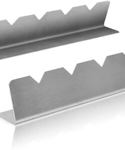 Kabob Skewers Rack Set of 2. Stainless Steel Skewers Holder with 6 Notch Compatible with Wood. Bamboo. Round. Metal. Flat Skewers for Grilling. BBQ Grilling Accessories (Pouch Included)