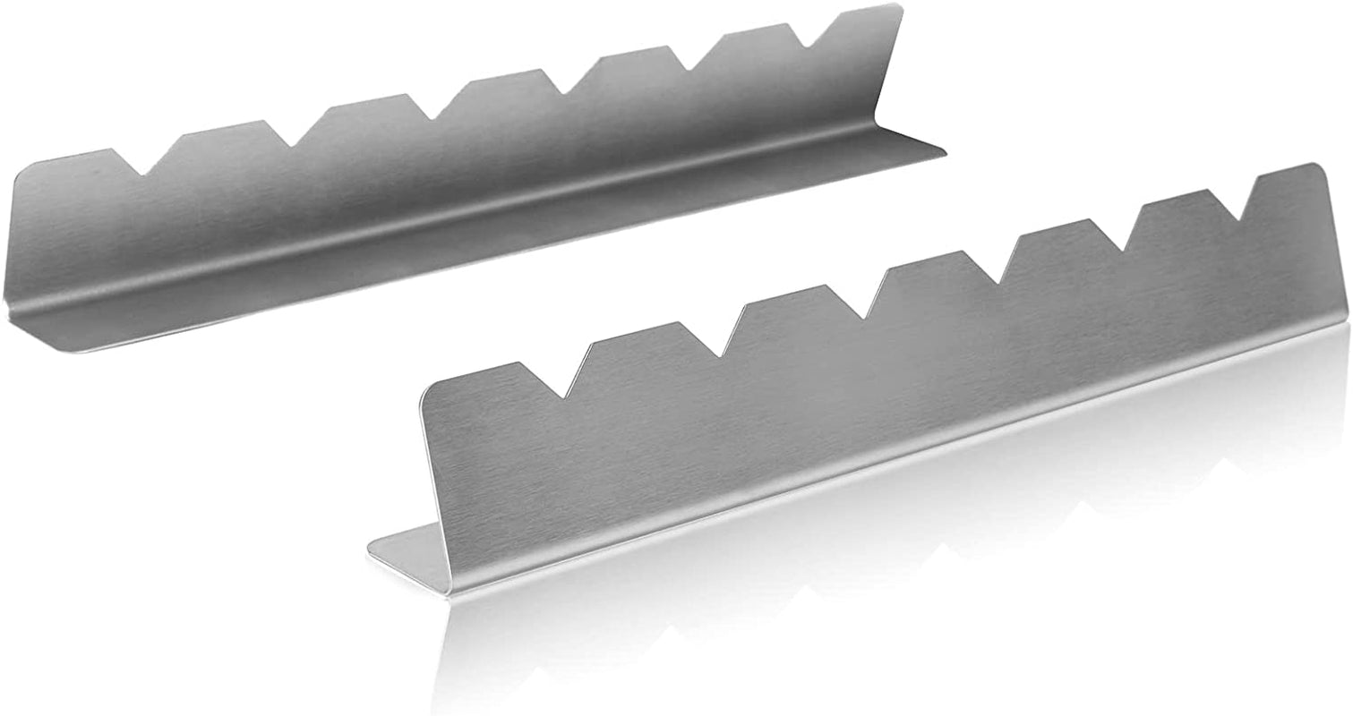 Kabob Skewers Rack Set of 2. Stainless Steel Skewers Holder with 6 Notch Compatible with Wood. Bamboo. Round. Metal. Flat Skewers for Grilling. BBQ Grilling Accessories (Pouch Included)