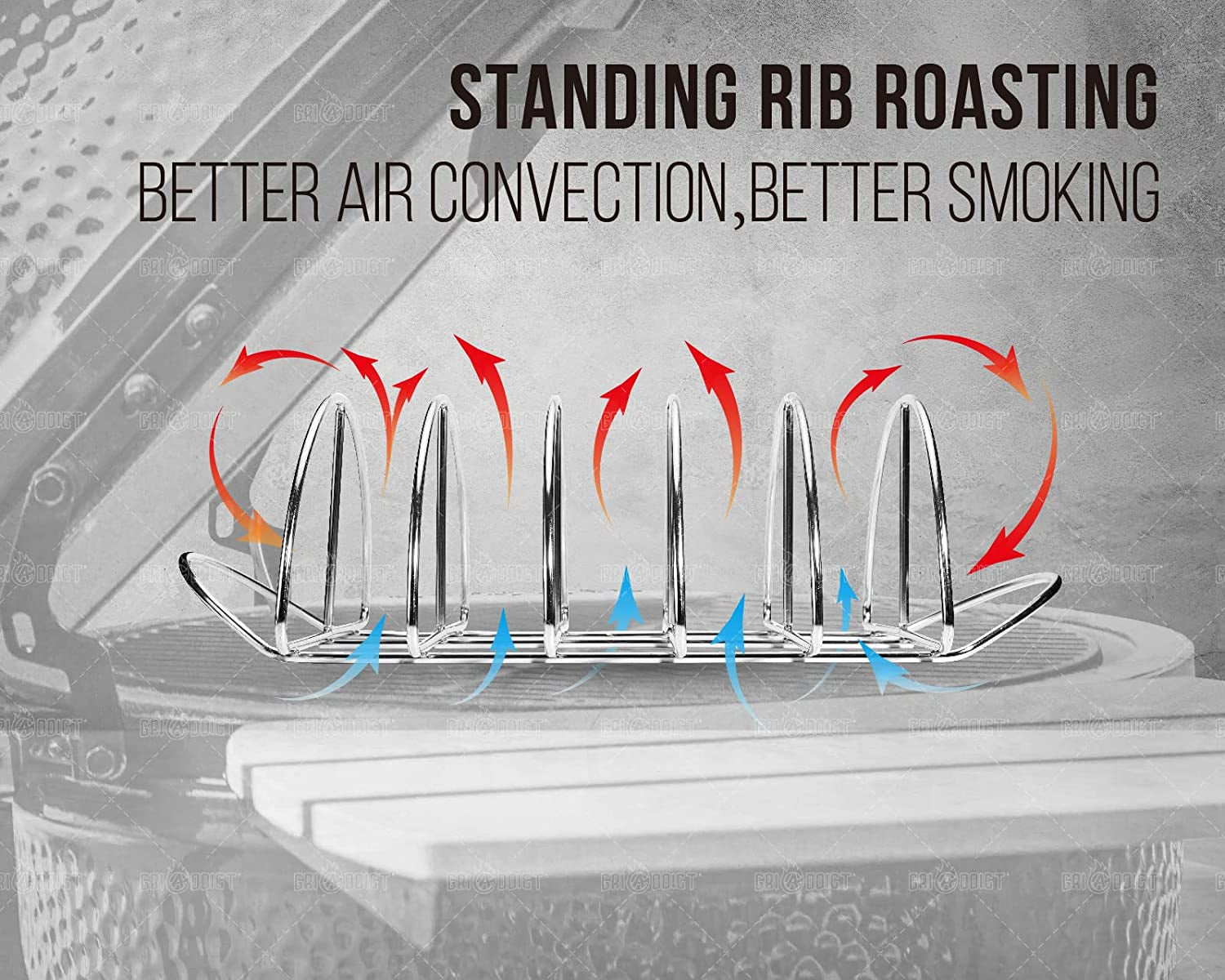 BBQ Rib Racks for Smoking. Classic Joe. BGE Grill Expander Rack Accessories - Optimizes Grilling Space. Standing Roast Rack Allows for More Even Cooking. Works with 18 or Larger Size Grill. Stainless - Image 4