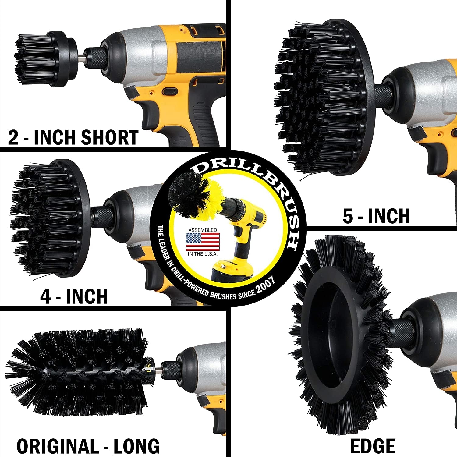 - 4 Piece Black Drillbrush Ultra Stiff Cleaning Brush Set - Metal Brush for Drill Alternative - Grill Brush for Cordless Drill - Grill Grate Cleaner Brush - Image 8