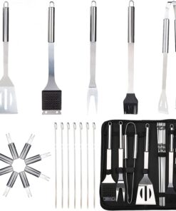 Barbecue Grill Tool Set. Stainless Steel Grilling Tool. 20PCS Grill Accessories Suitable for Outdoor BBQ Cooking.