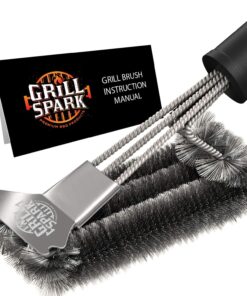 BBQ Grill Brush and Scraper 18 | Stainless Steel Cleaning Brush Accessories | Best for Weber Gas. Charcoal. Porcelain. Cast Iron. All Grilling Grates