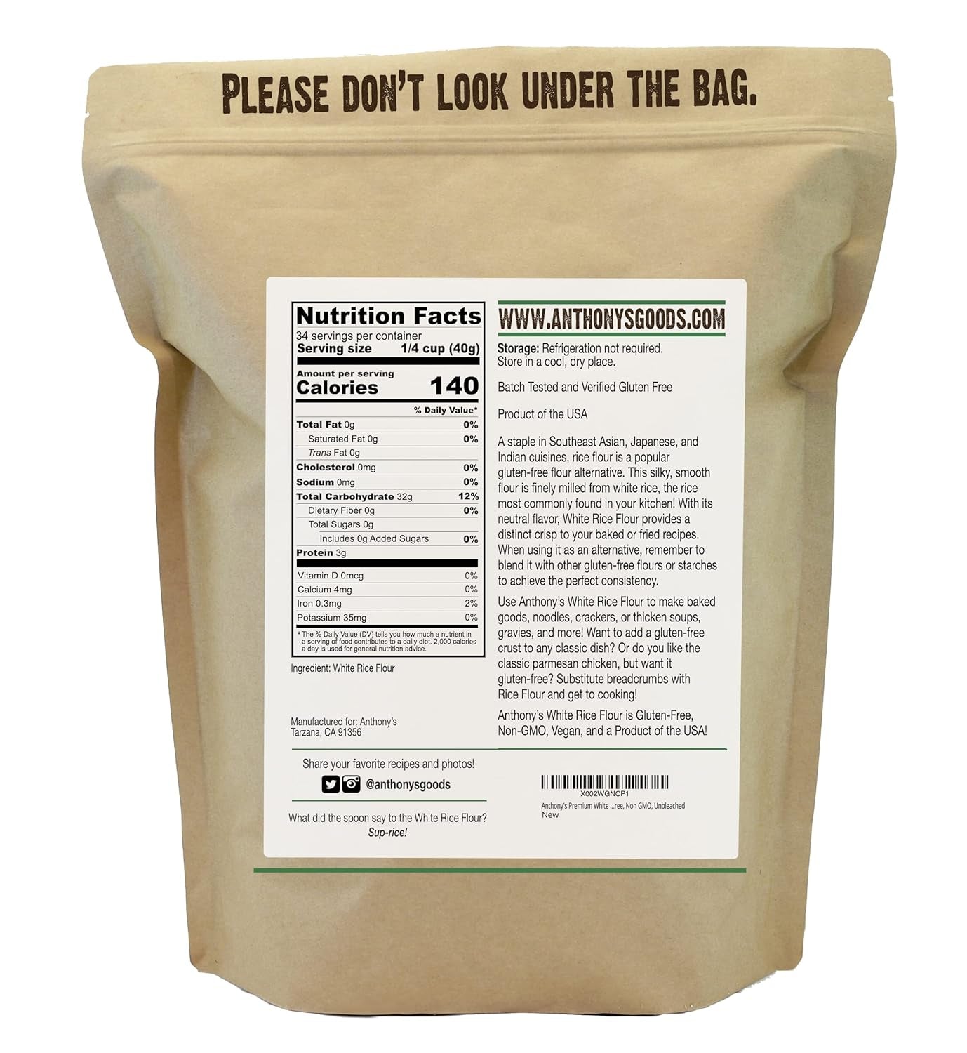 Anthony'S Premium White Rice Flour. 3 Lb. Gluten Free. Non GMO - Image 2