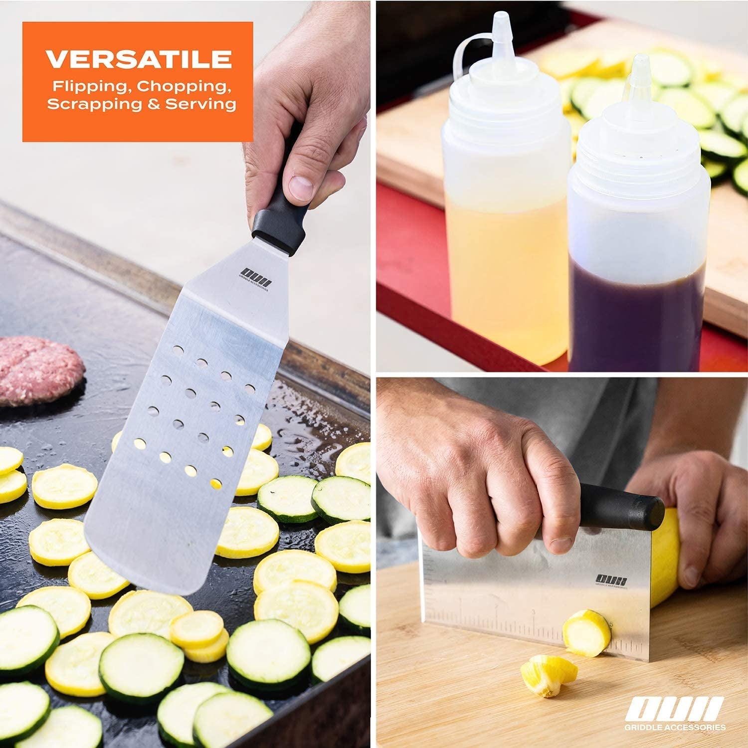 OUII Flat Top Griddle Accessories for Blackstone and Camp Chef Griddle - 9 Pieces Set with Griddle Cleaning Kit and Carry Bag! Metal Spatula. Scraper for Hibachi and Teppanyaki Grill - Image 7