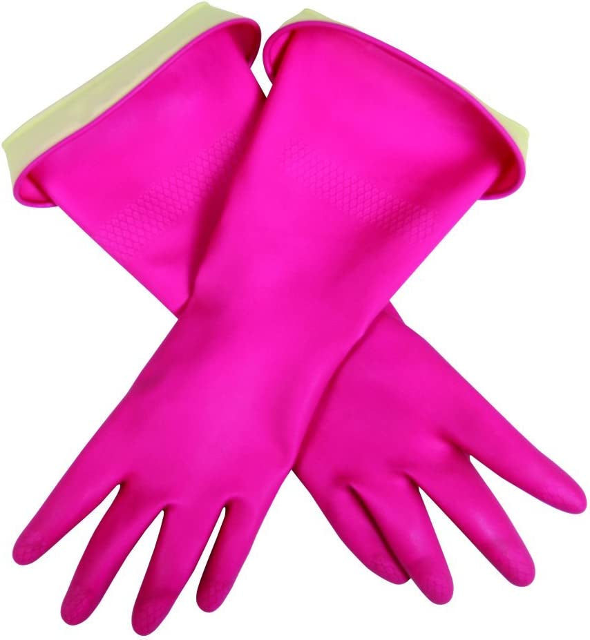Premium Waterblock Reusable Household Cleaning Gloves. Medium. Pink