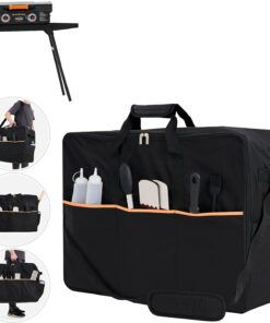 Grill Carry Bag for Blackstone 22 Inch Griddle with Hood Lid and Stand. NOELIFE 600D Water-Resistant Outdoor BBQ Grilling Carry Bag Fit for Model 1891. Black (Bag Only)