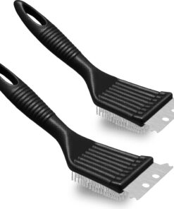 2 Pieces 8 Inch Grill Brush and Scraper Stainless Steel Wire Grill Brush Extra Strong BBQ Cleaner Accessories Heavy Duty Barbecue Grill Cleaning Brush Grill Grate Brush Cleaner
