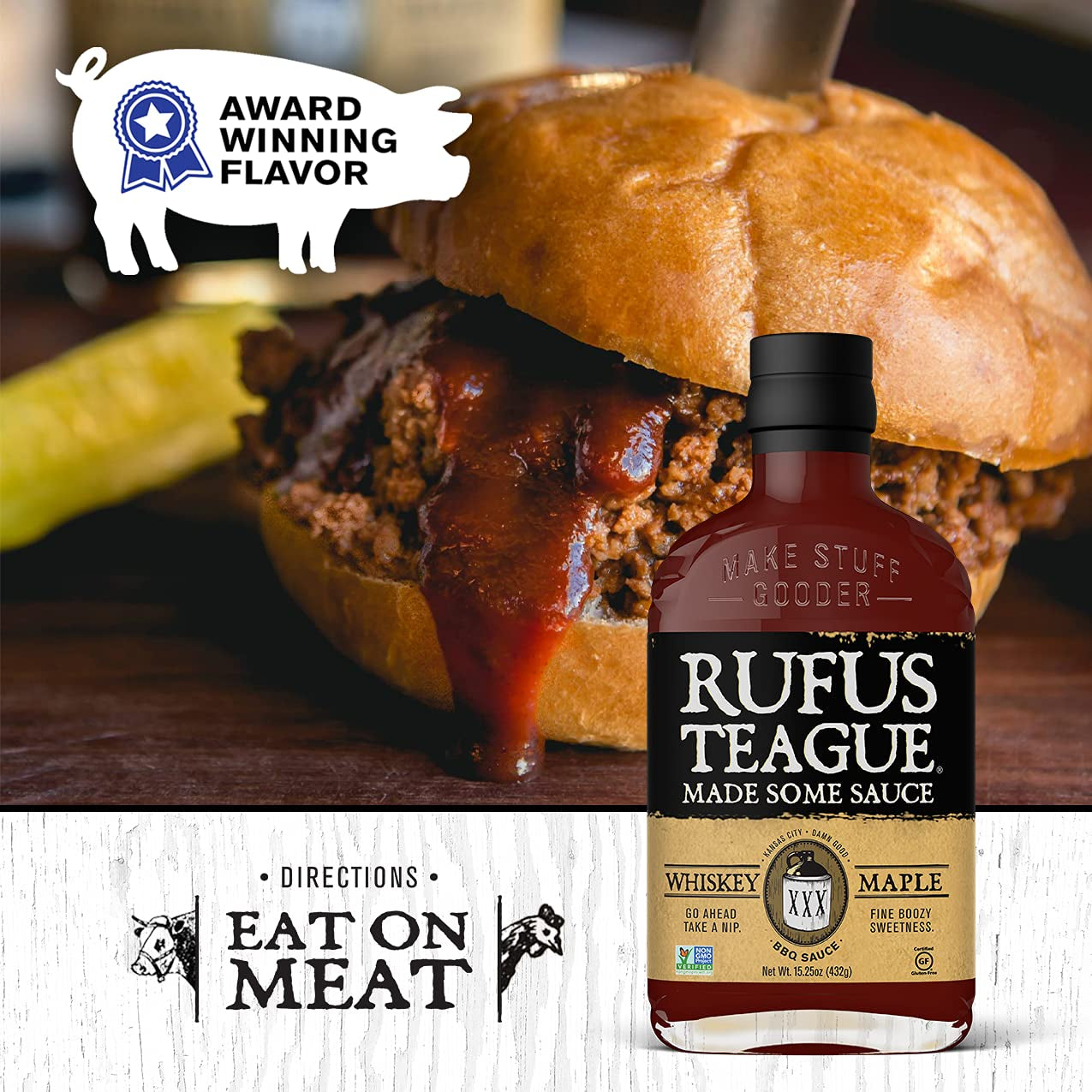 Rufus Teague - Whiskey Maple BBQ Sauce - Premium Barbecue Sauce - 15.25 Oz. Bottles - 2 Pack - Image 5